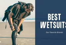 a man putting on a wetsuit with the text best wetsuits